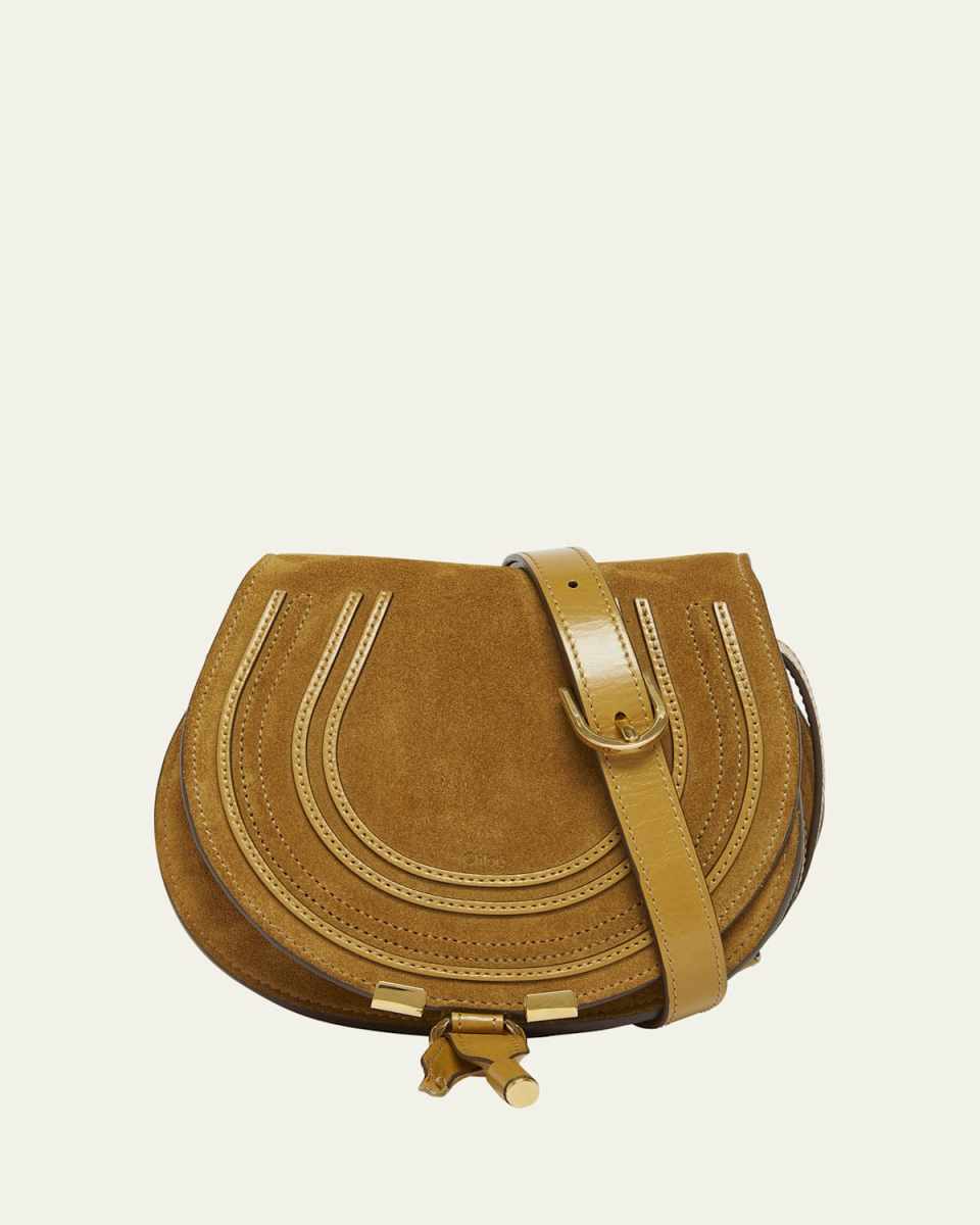 Marcie Flap Saddle Crossbody Bag in Suede